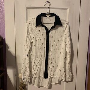 Cross Pattern Button Up Blouse by Mine